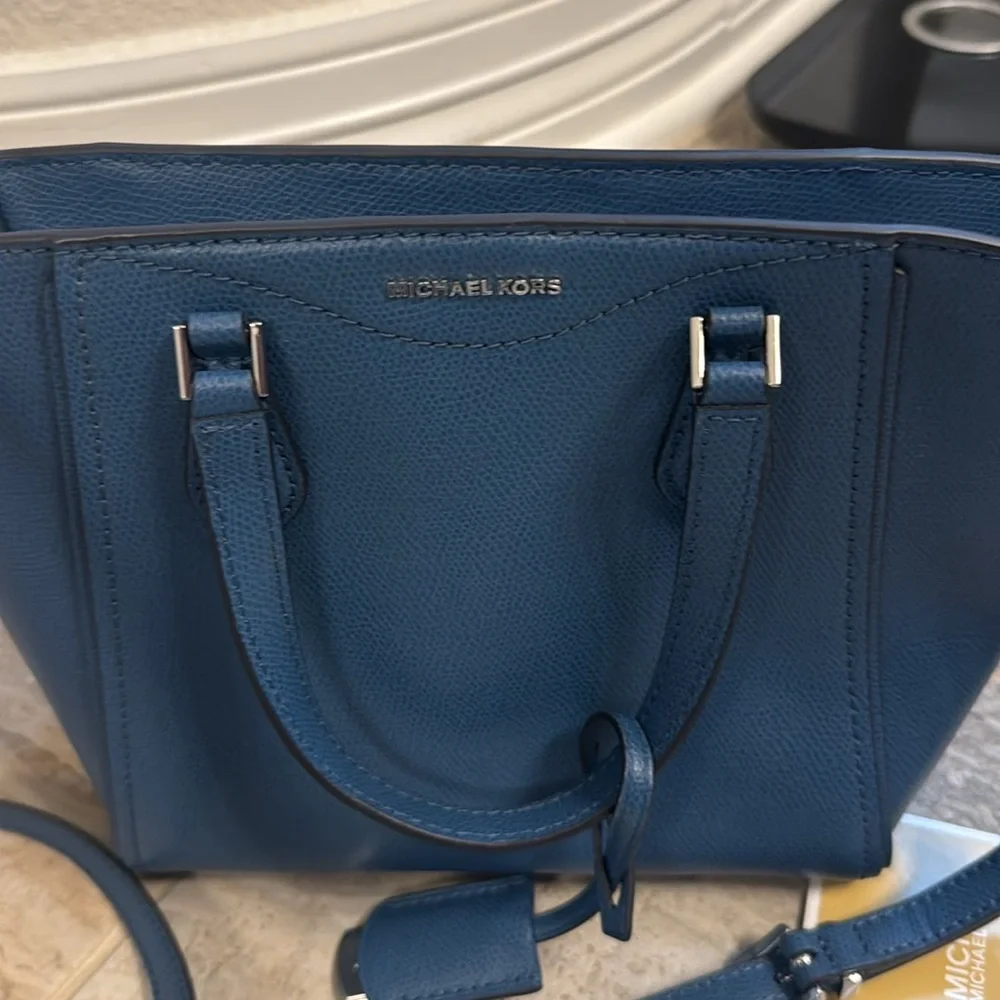 New Michael Kors Taryn Small Convertible TZ Tote Crossbody in Dark Chambray